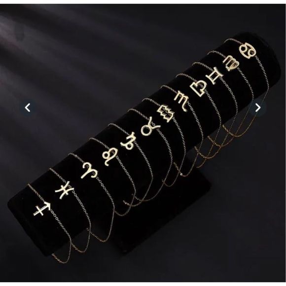 AQUARIUS GOLD ZODIAC STAR SIGN HOROSCOPE NECKLACE - Picture 5 of 8